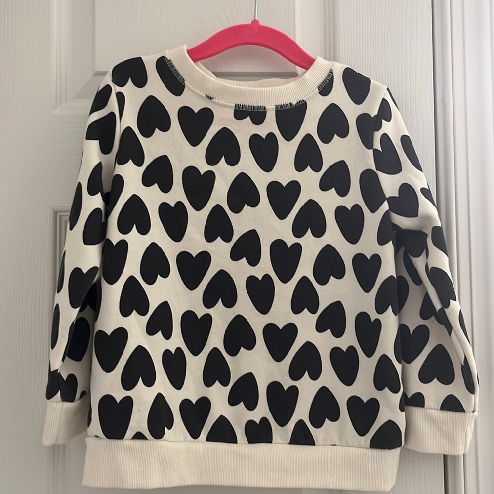 Girls black and white hearts sweater